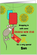 Son Chinese New Year of the Rat Fun Rat Swinging Lantern Red Envelope card