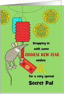 Secret Pal Chinese New Year of the Rat Swinging with Red Envelope card