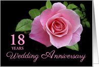 18th Wedding Anniversary Romantic Pink Rose Custom Year card