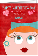 Mimi Valentine’s Day Retro Gal with Lipstick and Earrings Custom card