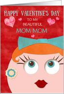 Mom Mom Valentine’s Day Retro Gal with Lipstick and Earrings Custom card