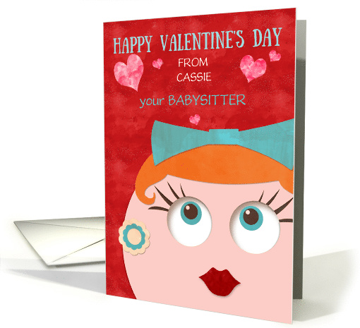 From Babysitter Valentine's Day Retro Gal with Lipstick Custom card