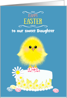 Daughter Easter Yellow Chick Cake and Speckled Eggs Custom card