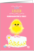 Goddaughter’s First Easter Chick on Cake Speckled Eggs Custom card