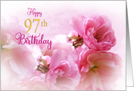 Happy 97th Birthday for Her Soft Pink Cherry Blossoms Photo Art card