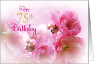Happy 75th Birthday for Her Soft Pink Cherry Blossoms Photo Art card