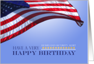 Homeland Security Agent Birthday Alert Patriotic American Flag Stars card