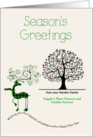 Garden Center Business Custom Christmas Season’s Greetings Deer Tree card