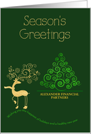 Business Custom Name Christmas Season’s Greetings Deer Tree card