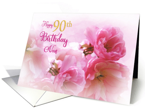 Nan 90th Birthday Soft Pink Blossoms Photo Art card (1656482)