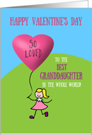 Granddaughter Happy Valentine’s Day Kid Stick Figure with Balloon card