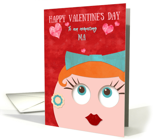 Ma Valentine's Day Quirky Hipster Retro Gal Red Head card (1665204)