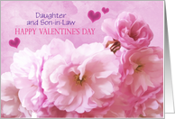 Daughter and Son in Law Valentine’s Day Pink Cherry Blossom Custom card