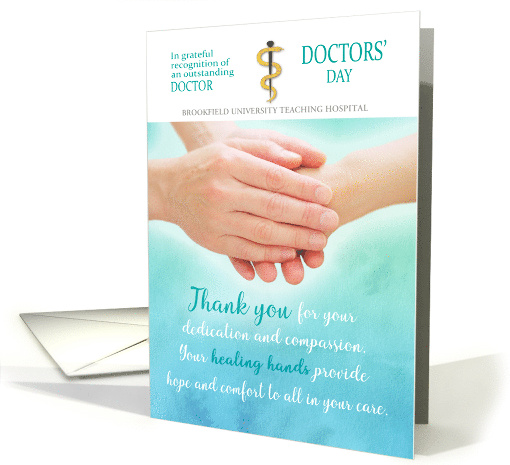 Doctors' Day Recognition Healing Hands Touching Healthcare Custom card