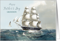 Grandson Custom Father’s Day Ship East Indiamen Full Sail Lighthouse card