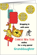 Granddaughter Chinese New Year Tiger Swinging with Red Envelope card