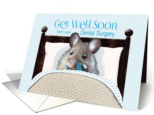 Dental Surgery Get Well Cute Mouse in Bed with Ice Bag card (1695840)