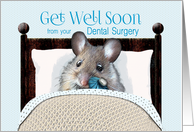 Dental Surgery Get Well Cute Mouse in Bed with Ice Bag card
