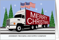 Patriotic Christmas Business Custom Semi Truck American Flag God card