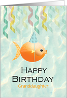 Granddaughter Birthday Cute Goldfish and Streamers Customize card