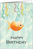 Birthday Cute Goldfish and Streamers for Anyone card