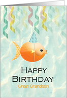 Great Grandson Birthday Cute Goldfish and Streamers Customize card