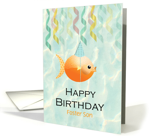 Foster Son Birthday Cute Goldfish and Streamers Customize card