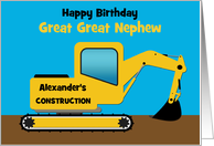 Great Great Nephew Birthday Digger Excavator Customize card