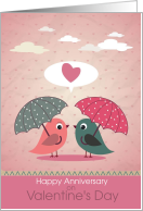 Annniversary on Valentine’s Day Love Birds Umbrellas card