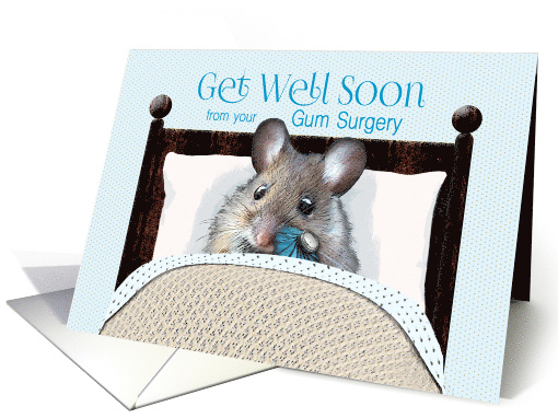 Periodontal Gum Surgery Get Well Cute Mouse in Bed with Ice Bag card