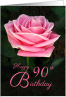 Beautiful 90th Birthday Pink Rose Customizable Age card