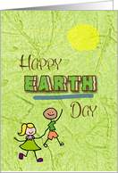 Happy Earth Day Stick Kids Word Art with Sun card