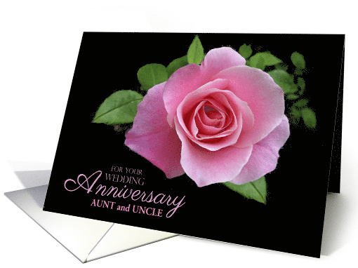 Aunt and Uncle Wedding Anniversary Pink Rose Floral Custom Text card