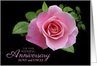 Aunt and Uncle Wedding Anniversary Pink Rose Floral Custom Text card