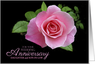 Daughter and Son-in-Law Wedding Anniversary Pink Rose Floral Custom card