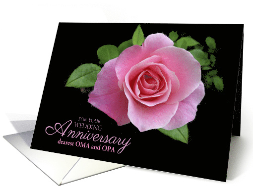Oma and Opa Wedding Anniversary Pink Rose Floral Custom Text card