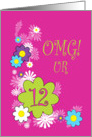 OMG! UR 12 Happy 12th birthday card