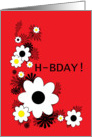 H-BDAY text greetings card red card