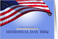 Memorial Day BBQ Patriotic Invitation Sunlit American Flag Flying card