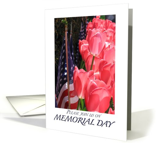 Memorial Day invitation-Flags and tulips card (420589)