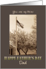 Father’s Day to Dad from military deployed US Flag and Cherry trees vintage look card