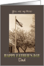 Father’s Day to Military Dad US Flag and Cherry trees vintage look card