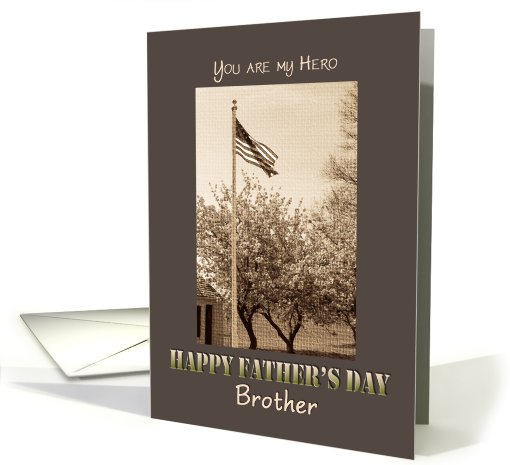 Father's Day to Military Brother US Flag and Cherry Trees... (421213)