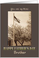 Father’s Day to Military Brother US Flag and Cherry Trees vintage look card