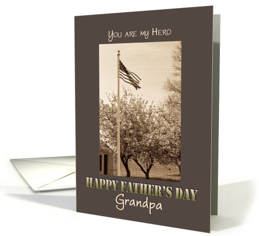 Father's Day to Military Grandpa US Flag and Cherry trees... (421214)