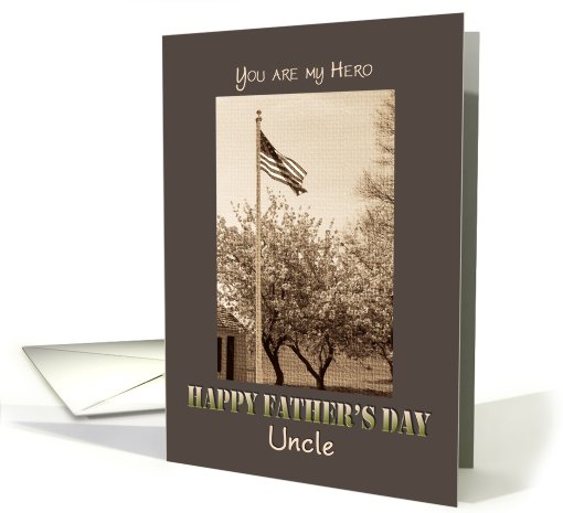 Father's Day to Military Uncle US Flag and Cherry trees... (421215)