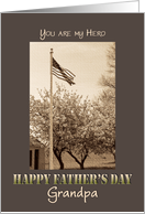 Father’s Day Grandpa from military deployed US Flag and Cherry trees vintage look card