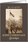 Father’s Day Grandpa from military deployed US Flag and Cherry trees vintage look card