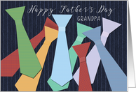 Grandpa Father’s Day Colorful Ties on Blue Pinstripe Class and Style card