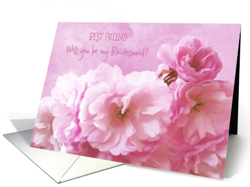 Best Friend Bridesmaid Invitation Pink Cherry Blossoms... (448274)